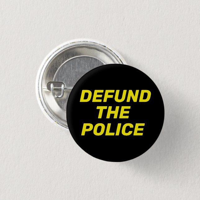 Defund The Police black yellow modern typography 1 Inch Round Button (Front & Back)