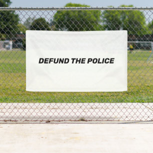 Defund The Police white black typography modern Banner