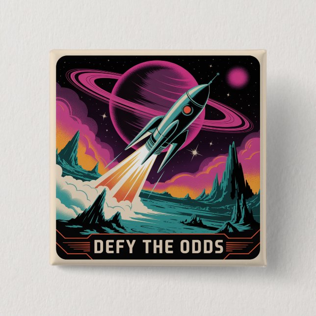 Defy The Odds 2 Inch Square Button (Front)