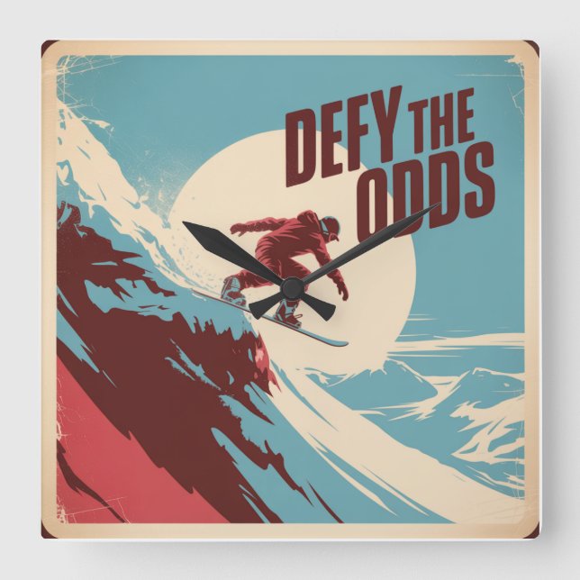Defy The Odds Square Wall Clock (Front)