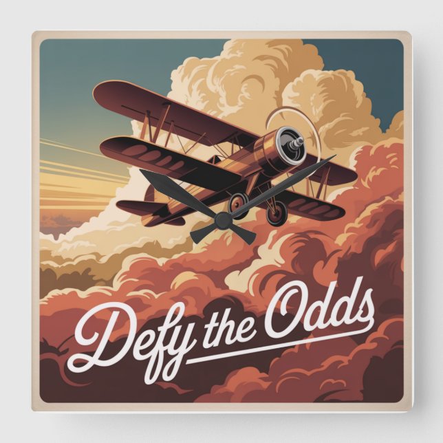 Defy The Odds Square Wall Clock (Front)