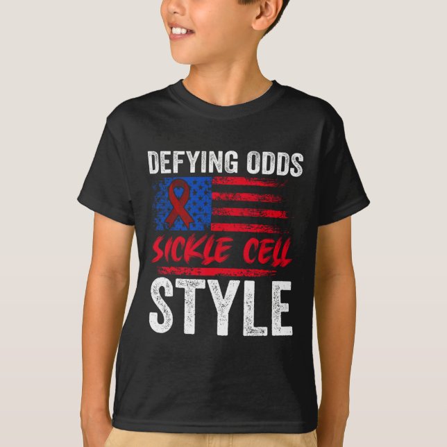 Defying Odds Sickle Cell Style Us Patriotic Scd Vi T-Shirt (Front)