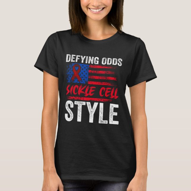 Defying Odds Sickle Cell Style Us Patriotic Scd Vi T-Shirt (Front)