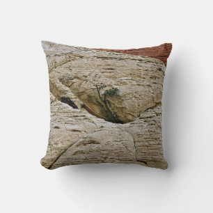 DEFYING THE ODDS, TREE BETWEEN DESERT ROCKS THROW PILLOW