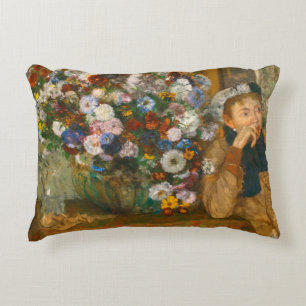Degas A Woman Seated Beside a Vase of Flowers Accent Pillow