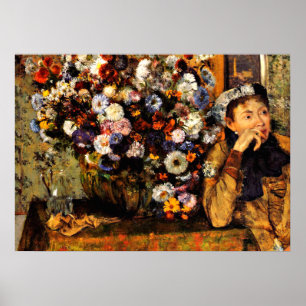 Degas - A Woman Seated Beside a Vase of Flowers Poster