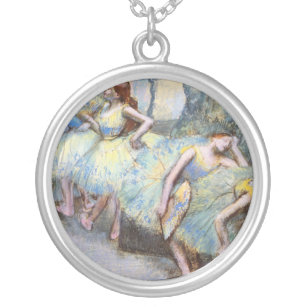 Degas Ballet Dancer Art Dancers Painting Silver Plated Necklace