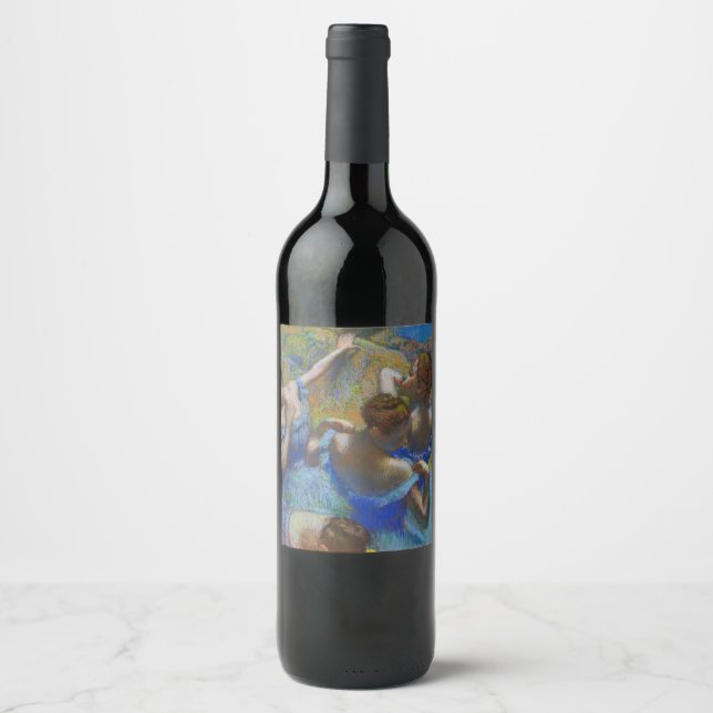 Degas Blue Dancers Pastel Fine Art Masterpiece Wine Label (Front)