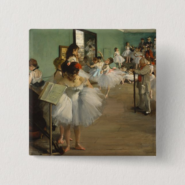Degas Dance Class Ballet Dancers Ballerina Art 2 Inch Square Button (Front)
