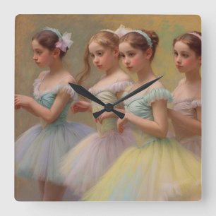 Degas dancers in soft colors square wall clock