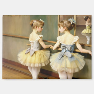 Degas-inspired dancers in a rehearsal room magnet