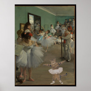 Degas' The Dance Class with Ballet Cat  Poster