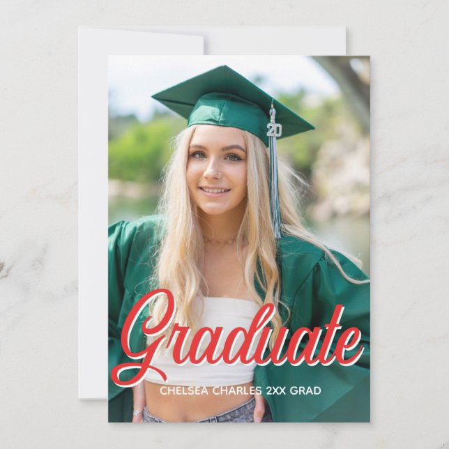 dégradé de script photo rouge Invitation (Devant)