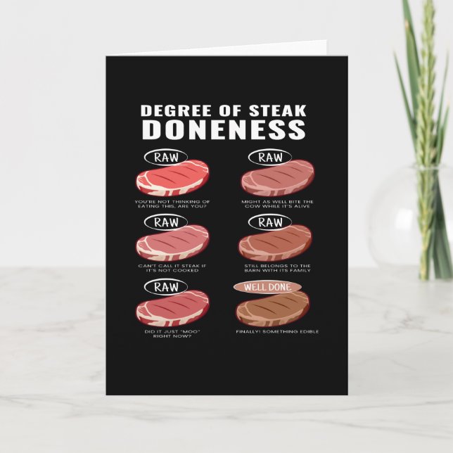 Degree Of Steak Doneness Meat Grill BBQ Card (Front)