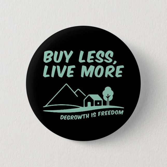 Degrowth Is Freedom: Buy Less, Live More 2 Inch Round Button (Front)