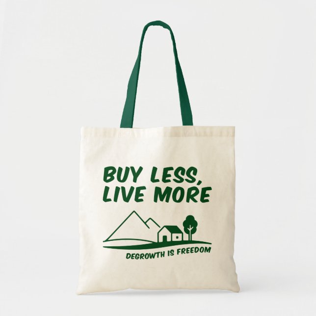 Degrowth Is Freedom: Buy Less, Live More Tote Bag (Front)