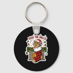 Degu The Halls Pun Tee - Funny Christmas Stocking Keychain