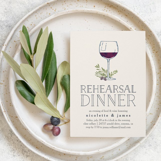 Dégustation de vin Dîner Invitation (Wine theme rehearsal dinner invitations)