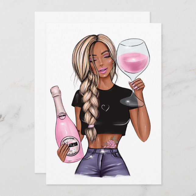 Dégustation De Vins Invitation De Douche Nuptiale (Devant / Derrière)