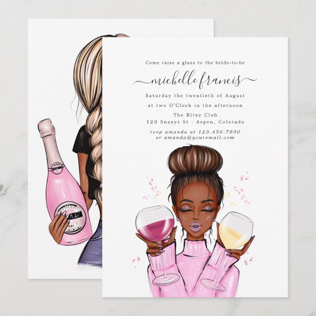 Dégustation De Vins Invitation De Douche Nuptiale (Devant / Derrière)