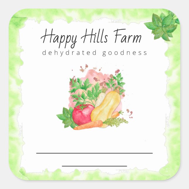 *~* Dehydrated Veggie Vegetables  Square Sticker (Front)