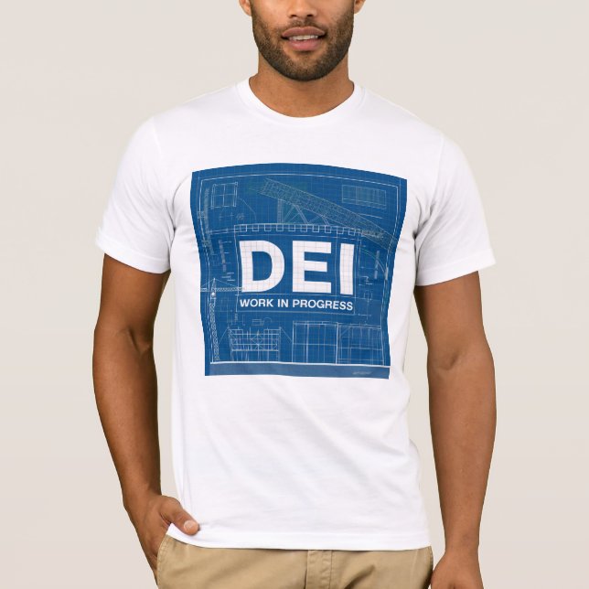 DEI Work Blueprint Technical Drawing T-Shirt  (Front)