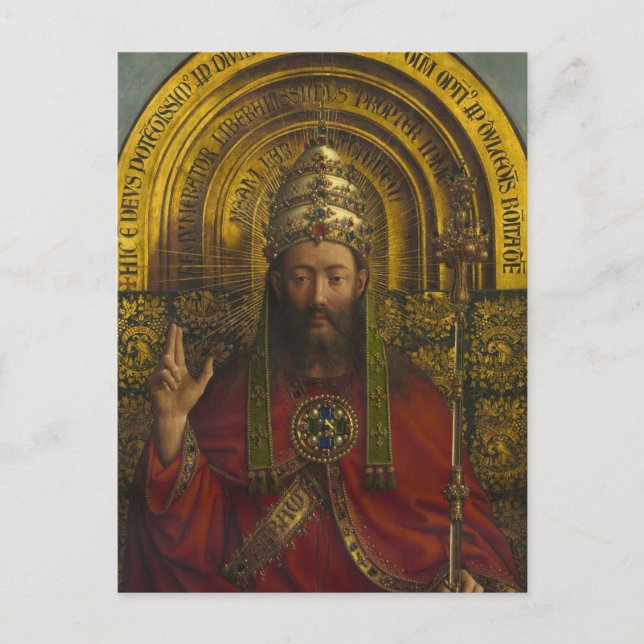 Deity Enthroned, Christ, The Ghent Altarpiece Postcard (Front)