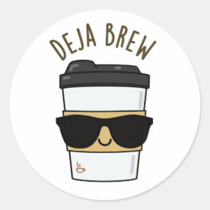 Deja Brew Funny Coffee Pun Classic Round Sticker