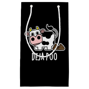 Deja Poo Funny Cow Poop Pun Dark BG Small Gift Bag