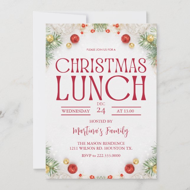Déjeuner de Noël Invitations Fête (Devant)