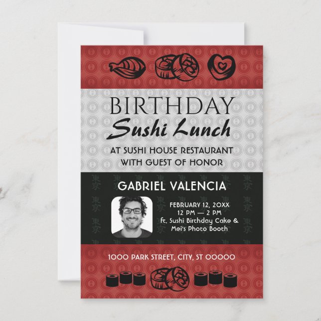 Déjeuner de sushi Anniversaire Fête Invitation (Devant)