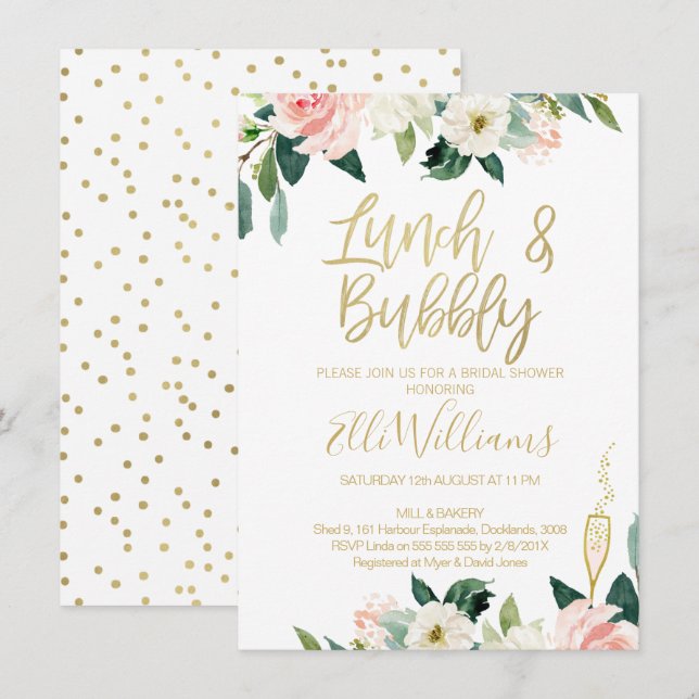Déjeuner floral & Invitation de douche nuptiale Bu (Devant / Derrière)