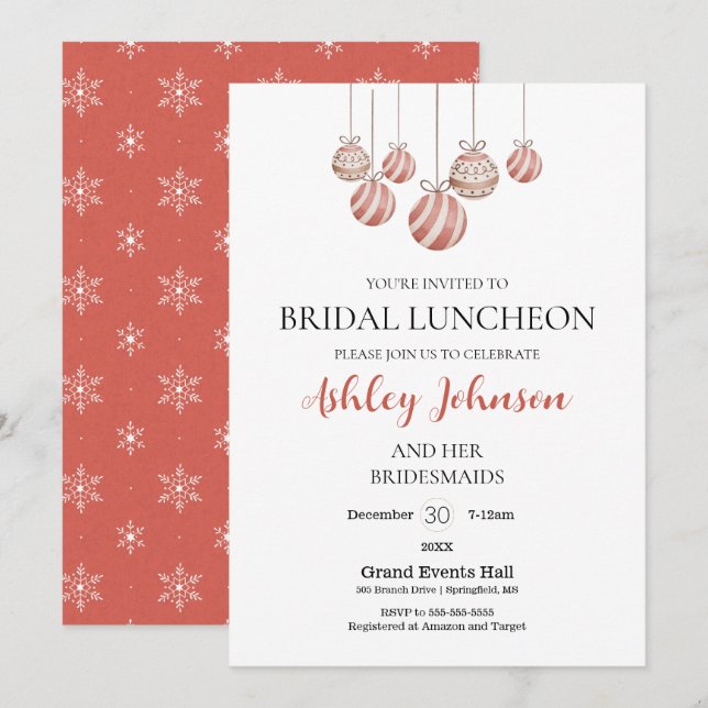 Déjeuner nuptial de Noël Invitation (Devant / Derrière)