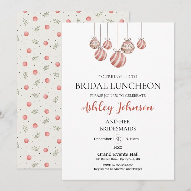 Déjeuner nuptial de Noël Invitation (Devant / Derrière)