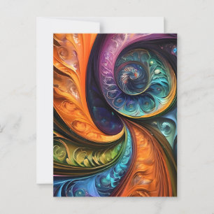 Dekokissen: fraktales modernes design, farbenfroh postcard