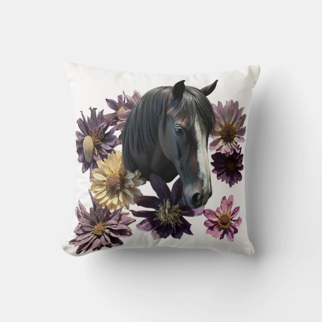 Dekokissen Horse Flower Throw Pillow (Front)