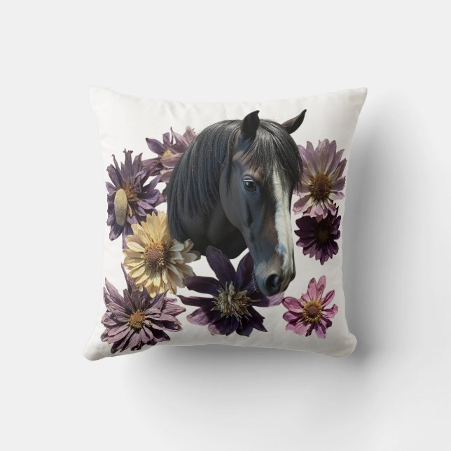 Dekokissen Horse Flower Throw Pillow (Back)