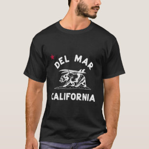 Del Mar California Beach Flag Bear Surf Ca T-Shirt