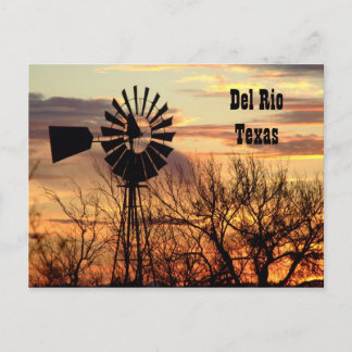 Del Rio Texas windmill postcard