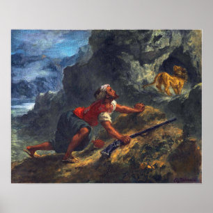 Delacroix - Arab Stalking A Lion Poster