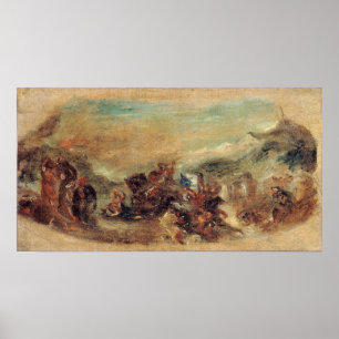 Delacroix - Sketch Attila Followed By His Barbari… Poster