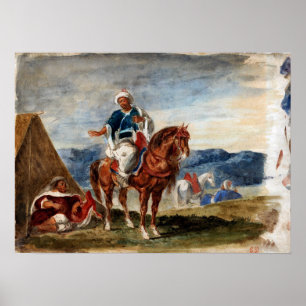 Delacroix - Three Arab Horsemen At An Encampment Poster