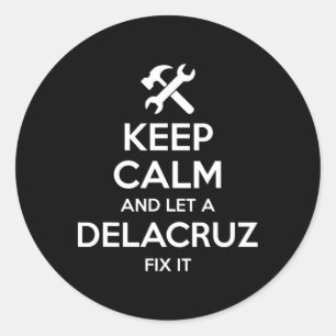 Delacruz Funny Surname Birthday Family Tree Reunio Classic Round Sticker