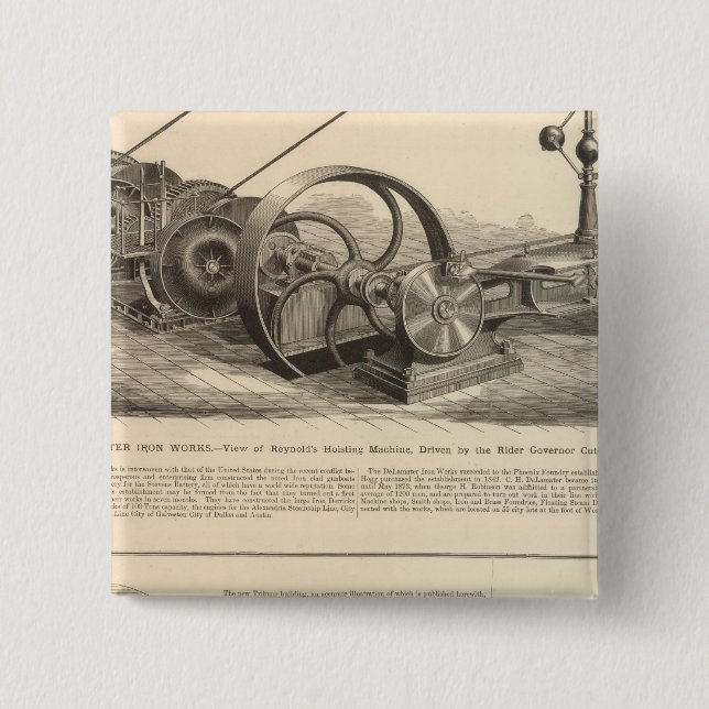 Delamater Iron Works 2 Inch Square Button (Front)