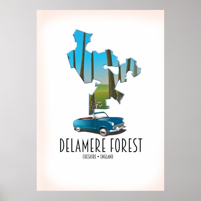 Delamere Forest Cheshire England map Poster (Front)