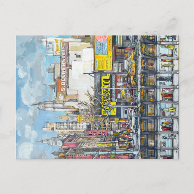 Delancey Street New York City drawing Postcard (Front)
