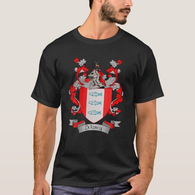 Delaney Coat Of Arms | Delaney Surname Family Cres T-Shirt (Front)