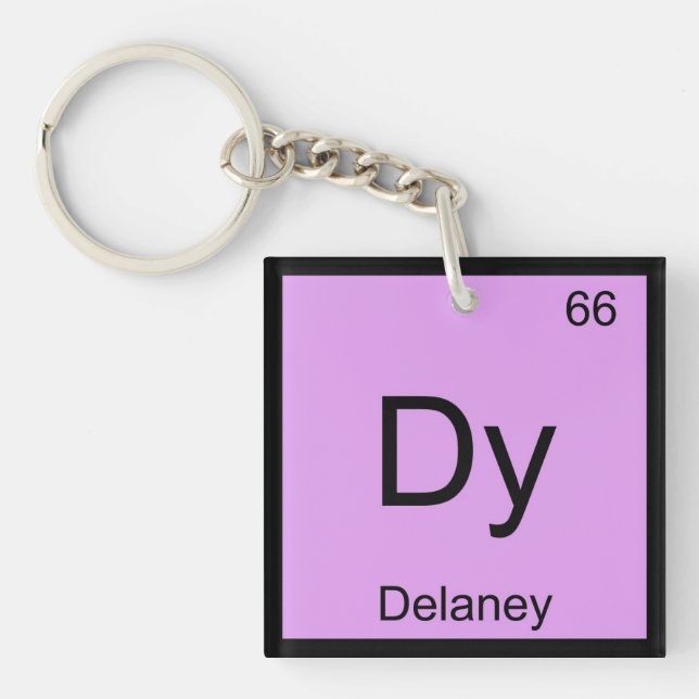 Delaney Name Chemistry Element Periodic Table Keychain (Front)