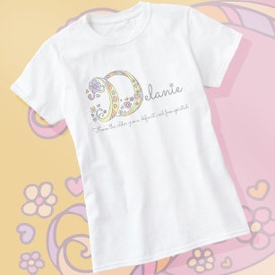 Delanie girls name meaning monogram hearts T-Shirt