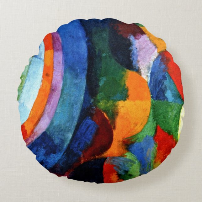 Delaunay - Circular Forms, Sun, Moon, Round Pillow (Front)